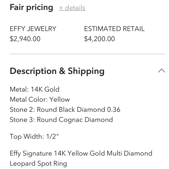 Effy Signature 14K Yellow Gold Multi Diamond Leopard Spot Ring Size 7 with box - Picture 6 of 8